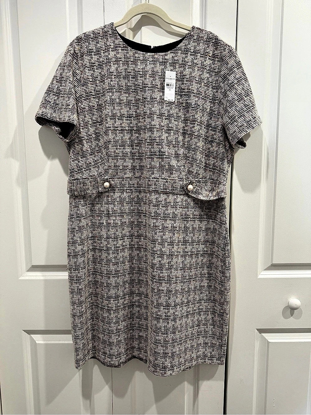 Ann Taylor Factory Checkered Mini Dress in Gray & Purple Size 18 NWT